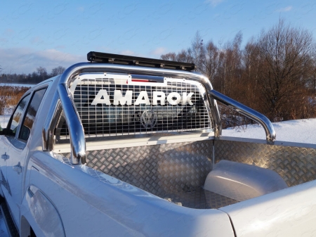 Volkswagen Amarok 2016- Защита кузова и заднего стекла со светодиодной фарой 76,1 мм (на кузов)
